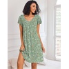 image:imageEkouaer Nightgowns for Women Short Sleeve Sleep Shirts Pleated Night Dress V Neck Night Shirts Soft House DressGreen Leaves