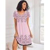 image:imageEkouaer Nightgowns for Women Short Sleeve Sleep Shirts Pleated Night Dress V Neck Night Shirts Soft House DressPink Floral