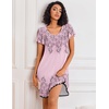 image:imageEkouaer Nightgowns for Women Short Sleeve Sleep Shirts Pleated Night Dress V Neck Night Shirts Soft House DressPink Floral