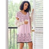 image:imageEkouaer Nightgowns for Women Short Sleeve Sleep Shirts Pleated Night Dress V Neck Night Shirts Soft House DressPink Floral