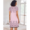 image:imageEkouaer Nightgowns for Women Short Sleeve Sleep Shirts Pleated Night Dress V Neck Night Shirts Soft House DressPink Floral