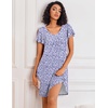 image:imageEkouaer Nightgowns for Women Short Sleeve Sleep Shirts Pleated Night Dress V Neck Night Shirts Soft House DressPurple Speckle