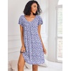 image:imageEkouaer Nightgowns for Women Short Sleeve Sleep Shirts Pleated Night Dress V Neck Night Shirts Soft House DressPurple Speckle