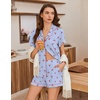 image:imageEkouaer Pajamas for Women Set Button Up Bridal Pjs Ruffle Sleeve  Bridesmaid Pajamas Notch Collar Soft Sleepwear Bachelorette Outfits Lounge SetBlue Cherry