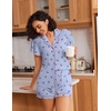 image:imageEkouaer Pajamas for Women Set Button Up Bridal Pjs Ruffle Sleeve  Bridesmaid Pajamas Notch Collar Soft Sleepwear Bachelorette Outfits Lounge SetBlue Cherry