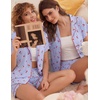 image:imageEkouaer Pajamas for Women Set Button Up Bridal Pjs Ruffle Sleeve  Bridesmaid Pajamas Notch Collar Soft Sleepwear Bachelorette Outfits Lounge SetBlue Cherry