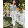 image:imageEkouaer Pajamas for Women Set Button Up Bridal Pjs Ruffle Sleeve  Bridesmaid Pajamas Notch Collar Soft Sleepwear Bachelorette Outfits Lounge SetLight Blue