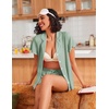 image:imageEkouaer Pajamas for Women Set Button Up Bridal Pjs Ruffle Sleeve  Bridesmaid Pajamas Notch Collar Soft Sleepwear Bachelorette Outfits Lounge SetLight Green