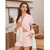 image:imageEkouaer Pajamas for Women Set Button Up Bridal Pjs Ruffle Sleeve  Bridesmaid Pajamas Notch Collar Soft Sleepwear Bachelorette Outfits Lounge SetPastel Pink