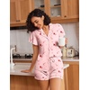 image:imageEkouaer Pajamas for Women Set Button Up Bridal Pjs Ruffle Sleeve  Bridesmaid Pajamas Notch Collar Soft Sleepwear Bachelorette Outfits Lounge SetPink Candy Cane