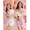 image:imageEkouaer Pajamas for Women Set Button Up Bridal Pjs Ruffle Sleeve  Bridesmaid Pajamas Notch Collar Soft Sleepwear Bachelorette Outfits Lounge SetPink Love Letter