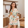 image:imageEkouaer Pajamas for Women Set Button Up Bridal Pjs Ruffle Sleeve  Bridesmaid Pajamas Notch Collar Soft Sleepwear Bachelorette Outfits Lounge SetTropical Print