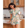 image:imageEkouaer Pajamas for Women Set Button Up Bridal Pjs Ruffle Sleeve  Bridesmaid Pajamas Notch Collar Soft Sleepwear Bachelorette Outfits Lounge SetTropical Print