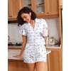 image:imageEkouaer Pajamas for Women Set Button Up Bridal Pjs Ruffle Sleeve  Bridesmaid Pajamas Notch Collar Soft Sleepwear Bachelorette Outfits Lounge SetWedding Hydrangeas