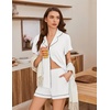 image:imageEkouaer Pajamas for Women Set Button Up Bridal Pjs Ruffle Sleeve  Bridesmaid Pajamas Notch Collar Soft Sleepwear Bachelorette Outfits Lounge SetWhite
