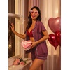 image:imageEkouaer Pajamas for Women Set Button Up Bridal Pjs Ruffle Sleeve  Bridesmaid Pajamas Notch Collar Soft Sleepwear Bachelorette Outfits Lounge SetWine Red