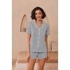 image:imageEkouaer Pajamas for Women Set Button Up Short Sleeve Pjs Lounge Set  Soft Womens LoungewearSide Slit Pj ShortsNotch CollarV Neck2 Piece Sleepwear for SleepLoungeWeddingBridalLight Gray