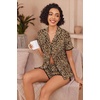 image:imageEkouaer Pajamas for Women Set Button Up Short Sleeve Pjs Lounge Set  Soft Womens LoungewearSide Slit Pj ShortsNotch CollarV Neck2 Piece Sleepwear for SleepLoungeWeddingBridalBrown Leopard