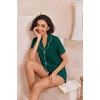 image:imageEkouaer Pajamas for Women Set Button Up Short Sleeve Pjs Lounge Set  Soft Womens LoungewearSide Slit Pj ShortsNotch CollarV Neck2 Piece Sleepwear for SleepLoungeWeddingBridalGreen