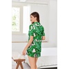 image:imageEkouaer Pajamas for Women Set Button Up Short Sleeve Pjs Lounge Set  Soft Womens LoungewearSide Slit Pj ShortsNotch CollarV Neck2 Piece Sleepwear for SleepLoungeWeddingBridalLeaves