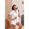 image:imageEkouaer Pajamas for Women Set Button Up Short Sleeve Pjs Lounge Set  Soft Womens LoungewearSide Slit Pj ShortsNotch CollarV Neck2 Piece Sleepwear for SleepLoungeWeddingBridalWhite