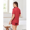 image:imageEkouaer Pajamas for Women Set Button Up Short Sleeve Pjs Lounge Set  Soft Womens LoungewearSide Slit Pj ShortsNotch CollarV Neck2 Piece Sleepwear for SleepLoungeWeddingBridalRed