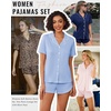 image:imageEkouaer Pajamas for Women Set Button Up Short Sleeve Pjs Lounge Set  Soft Womens LoungewearSide Slit Pj ShortsNotch CollarV Neck2 Piece Sleepwear for SleepLoungeWeddingBridalBlue