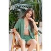 image:imageEkouaer Pajamas for Women Set Button Up Short Sleeve Pjs Lounge Set  Soft Womens LoungewearSide Slit Pj ShortsNotch CollarV Neck2 Piece Sleepwear for SleepLoungeWeddingBridalLight Green