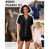 image:imageEkouaer Pajamas for Women Set Button Up Short Sleeve Pjs Lounge Set  Soft Womens LoungewearSide Slit Pj ShortsNotch CollarV Neck2 Piece Sleepwear for SleepLoungeWeddingBridalBlack