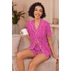 image:imageEkouaer Pajamas for Women Set Button Up Short Sleeve Pjs Lounge Set  Soft Womens LoungewearSide Slit Pj ShortsNotch CollarV Neck2 Piece Sleepwear for SleepLoungeWeddingBridalHot Leopard