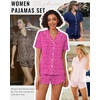 image:imageEkouaer Pajamas for Women Set Button Up Short Sleeve Pjs Lounge Set  Soft Womens LoungewearSide Slit Pj ShortsNotch CollarV Neck2 Piece Sleepwear for SleepLoungeWeddingBridalHot Leopard