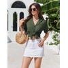 image:imageEkouaer Pajamas for Women Set Button Up Short Sleeve Pjs Lounge Set  Soft Womens LoungewearSide Slit Pj ShortsNotch CollarV Neck2 Piece Sleepwear for SleepLoungeWeddingBridalArmy Green