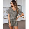 image:imageEkouaer Silk Pajama for Women Short Sleeve Satin Pj Set Two Piece Soft Sleepwear Loungewear SXXLLeopard