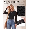 image:imageEkouaer Womens Mesh Long Sleeve Tops Fall Fashion Sexy Fit Crew Neck ShirtsA Black