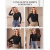image:imageEkouaer Womens Mesh Long Sleeve Tops Fall Fashion Sexy Fit Crew Neck ShirtsA Black
