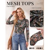 image:imageEkouaer Womens Mesh Long Sleeve Tops Fall Fashion Sexy Fit Crew Neck ShirtsA Floral Fierce
