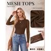 image:imageEkouaer Womens Mesh Long Sleeve Tops Fall Fashion Sexy Fit Crew Neck ShirtsBrown