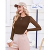 image:imageEkouaer Womens Mesh Long Sleeve Tops Fall Fashion Sexy Fit Crew Neck ShirtsBrown