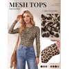 image:imageEkouaer Womens Mesh Long Sleeve Tops Fall Fashion Sexy Fit Crew Neck ShirtsLeopard Print