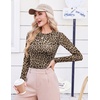 image:imageEkouaer Womens Mesh Long Sleeve Tops Fall Fashion Sexy Fit Crew Neck ShirtsLeopard Print