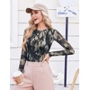 image:imageEkouaer Womens Mesh Long Sleeve Tops Fall Fashion Sexy Fit Crew Neck ShirtsTie Dye