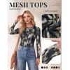 image:imageEkouaer Womens Mesh Long Sleeve Tops Fall Fashion Sexy Fit Crew Neck ShirtsTie Dye