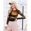 image:imageEkouaer Womens Mesh Long Sleeve Tops Fall Fashion Sexy Fit Crew Neck ShirtsTie Dye Print