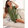 image:imageEkouaer Womens Nightgown Button Down Nightshirt Short Sleeve Sleep Shirt Dress Boyfriend Sleepdress Soft Pajama DressArmy Green