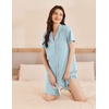 image:imageEkouaer Womens Nightgown Button Down Nightshirt Short Sleeve Sleep Shirt Dress Boyfriend Sleepdress Soft Pajama DressLight Blue