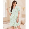 image:imageEkouaer Womens Nightgown Button Down Nightshirt Short Sleeve Sleep Shirt Dress Boyfriend Sleepdress Soft Pajama DressLight Green Floral