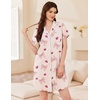 image:imageEkouaer Womens Nightgown Button Down Nightshirt Short Sleeve Sleep Shirt Dress Boyfriend Sleepdress Soft Pajama DressPink Bow