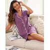 image:imageEkouaer Womens Nightgown Button Down Nightshirt Short Sleeve Sleep Shirt Dress Boyfriend Sleepdress Soft Pajama DressPruple