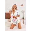 image:imageEkouaer Womens Satin Pajamas Set Button Down 2 Piece Silk Pjs Shorts Set Ruffle Lingerie Notch Collar SleepwearColorful Bow