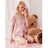 image:imageEkouaer Womens Satin Pajamas Set Button Down 2 Piece Silk Pjs Shorts Set Ruffle Lingerie Notch Collar SleepwearPale Coffee